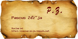 Pascus Zója névjegykártya